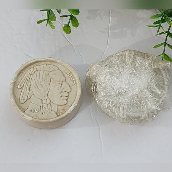 Avon  The first Buffalo Nickel 1913 Soap Dish Cigarette Cigar Ashtray and soaps - Picture 5 of 5